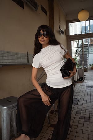 Offwhite High Neck Drape Top