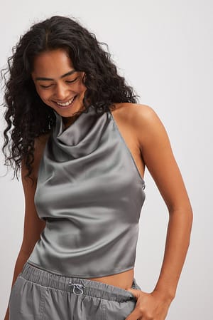 High Neck Satin Top