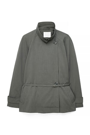Grey High Neck Trenchcoat