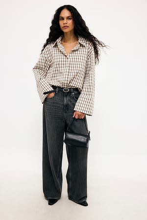 Dark Grey High Waist Baggy Soft Jeans
