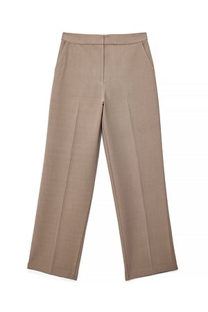 Dark Beige High Waist Clean Details Pants