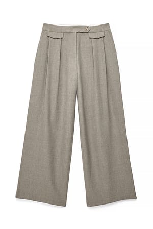 Beige Melange Pantalon Mélangé Taille Haute