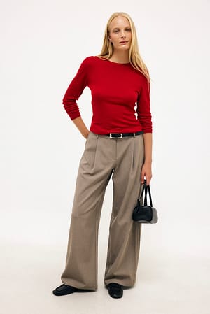 Dark Grey Pantalon taille haute avec détail latéral