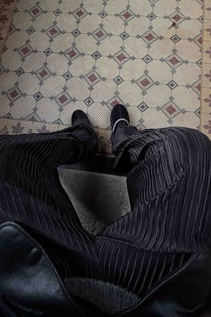 Black Wide Pleated Trousers