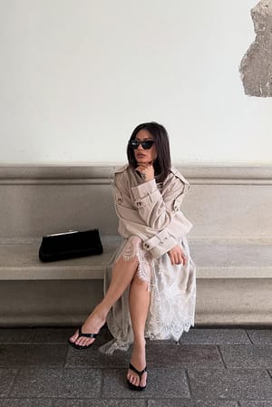 Beige Bomber-Trenchcoat