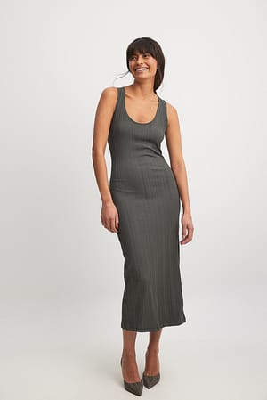 Irregular Rib Midi Dress