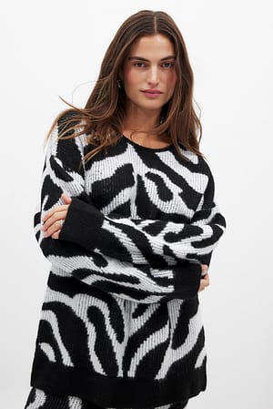 Strikket sweater i jacquard