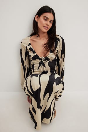 Jersey-Midikleid mit Ballonärmeln