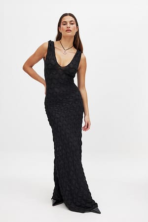 Maxikleid aus Jersey mit tiefem Ausschnitt