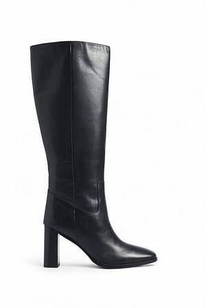 Black Bottes en cuir montantes à hauteur de genou