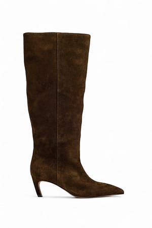 Khaki Brown Botas de ante hasta la rodilla