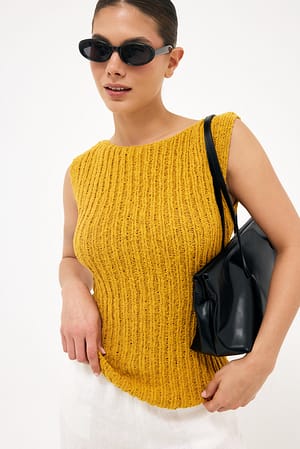 Knitted Sleeveless Boatneck Top
