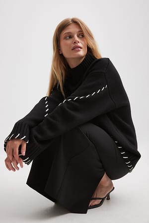 Knitted Contrast Seam Sweater
