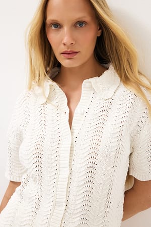Offwhite Knitted Crochet Shirt