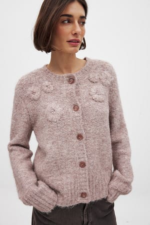 Strickcardigan mit Blumenmuster