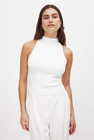 Knitted Funnel Neck Sleeveless Top