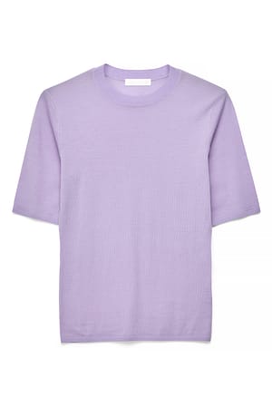 Lavender Haut en maille de laine mérinos à manches courtes