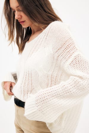 Offwhite Knitted Mohair Blend Sweater