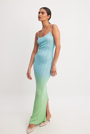 Ombre gebreide maxi-jurk