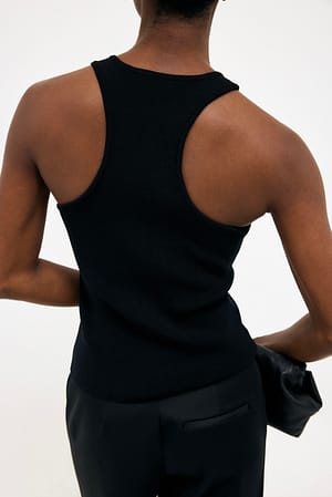 Black Strikket singlet med racerback