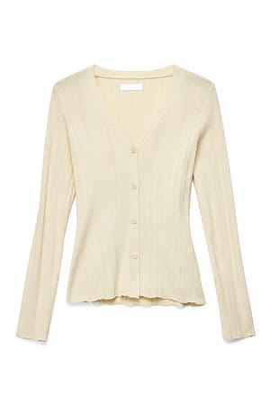 Vanilla Knitted Rib Long Sleeve Top