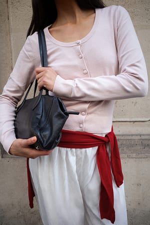 Pink Knitted Scoop Neck Cardigan