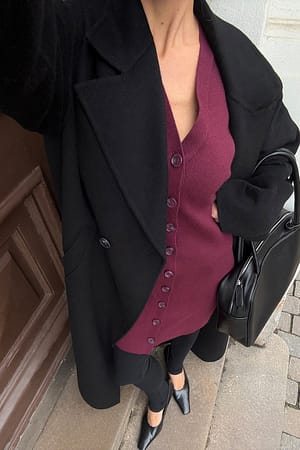 Burgundy Knitted Sculptural Mini Dress