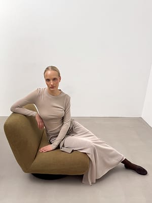 Light Mauve Gebreide doorschijnende flowy maxirok