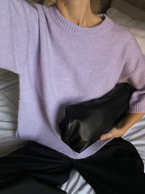 Lavender Strikket trøje med korte ærmer