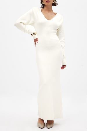 Knitted V-Neck Maxi Dress