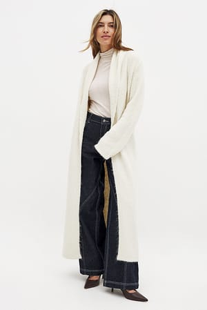 Knitted Wide Collar Maxi Cardigan