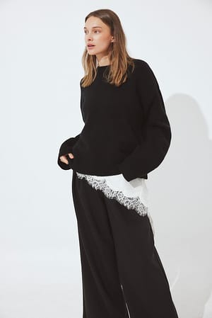 Black Knitted Wool Sweater