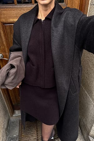 Brown Knitted Zip Cardigan