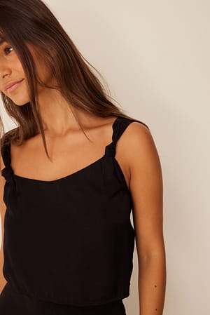 Black Knot Detail Flowy Top