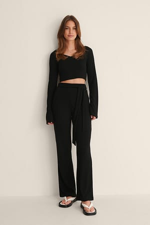 Pantalon Côtelé Avec Nœud
