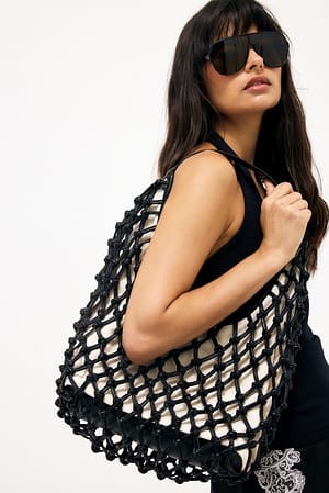 Black Tote bag med knutedetaljer