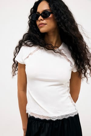 White Lace Insert Baby Tee