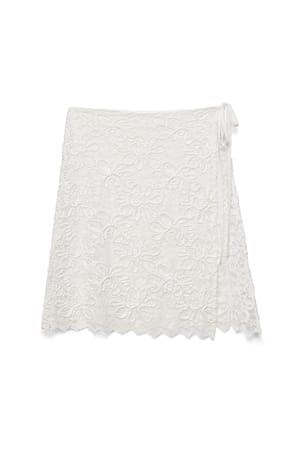 Offwhite Lace Tie Mini Skirt