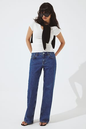 Mid Blue Lane jeans med lav talje
