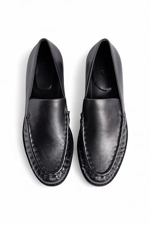 Leather Gathered Loafers