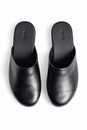 Black Leather Slip Ons