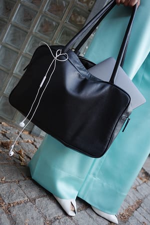 Black Firkantet shoppingtaske i læder
