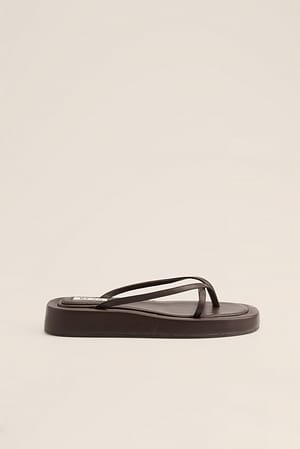 Leather Thong Strap Sliders