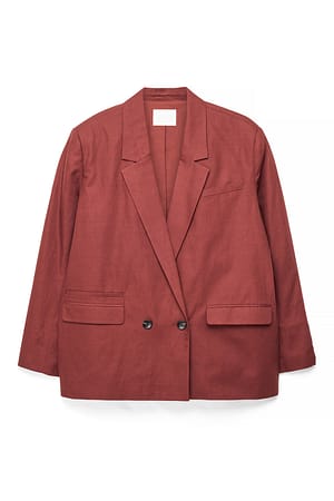 Dark Red Americana maxi oversize de mezcla de lino