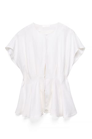 White Kortærmet bluse i hørblanding