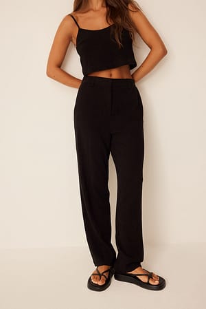 Linen Blend Straight Trousers