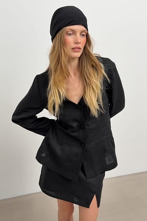 Black Linen Hourglass Blouse