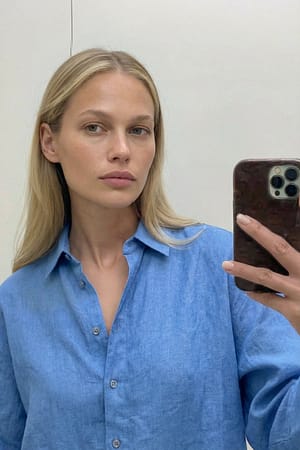 Blue Skjorta i linne med vida ärmar