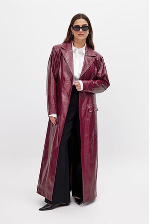 Long PU Seam Detail Coat