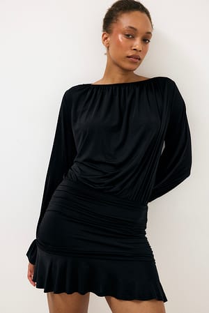 Black Long Sleeve Jersey Mini Dress